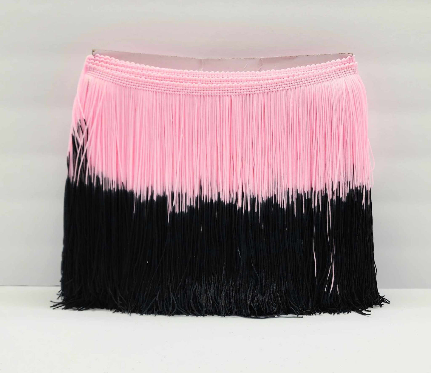 Black and light pink ombre fringe