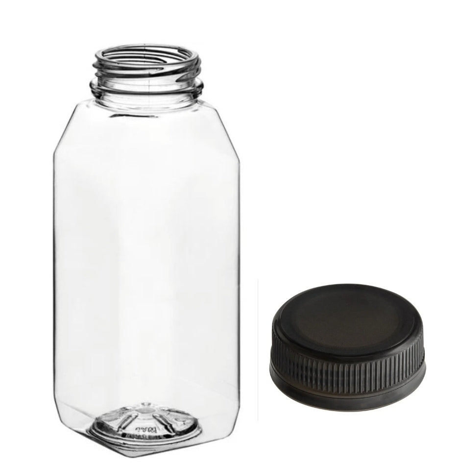 8oz clear plastic bottle with black cap