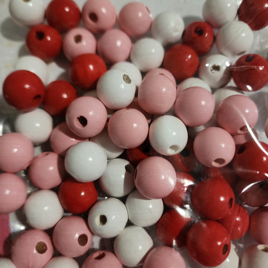 Pink ,white & red  mix beads