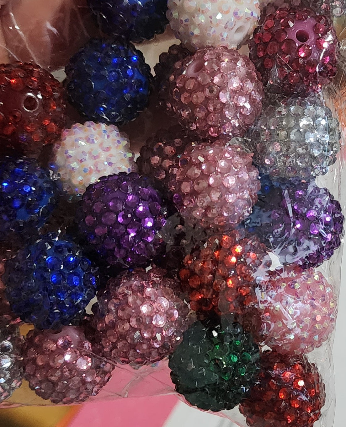 Rhinestone mix 20mm bubble gum beads