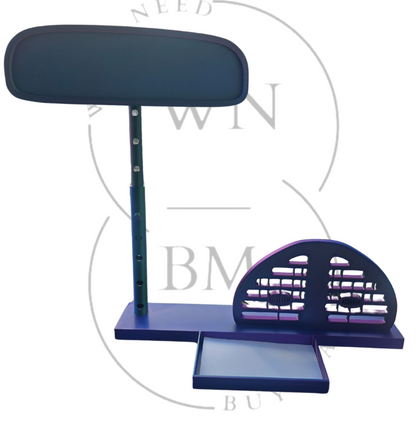 Display with adjustable mirror business card holder and vent clip display
