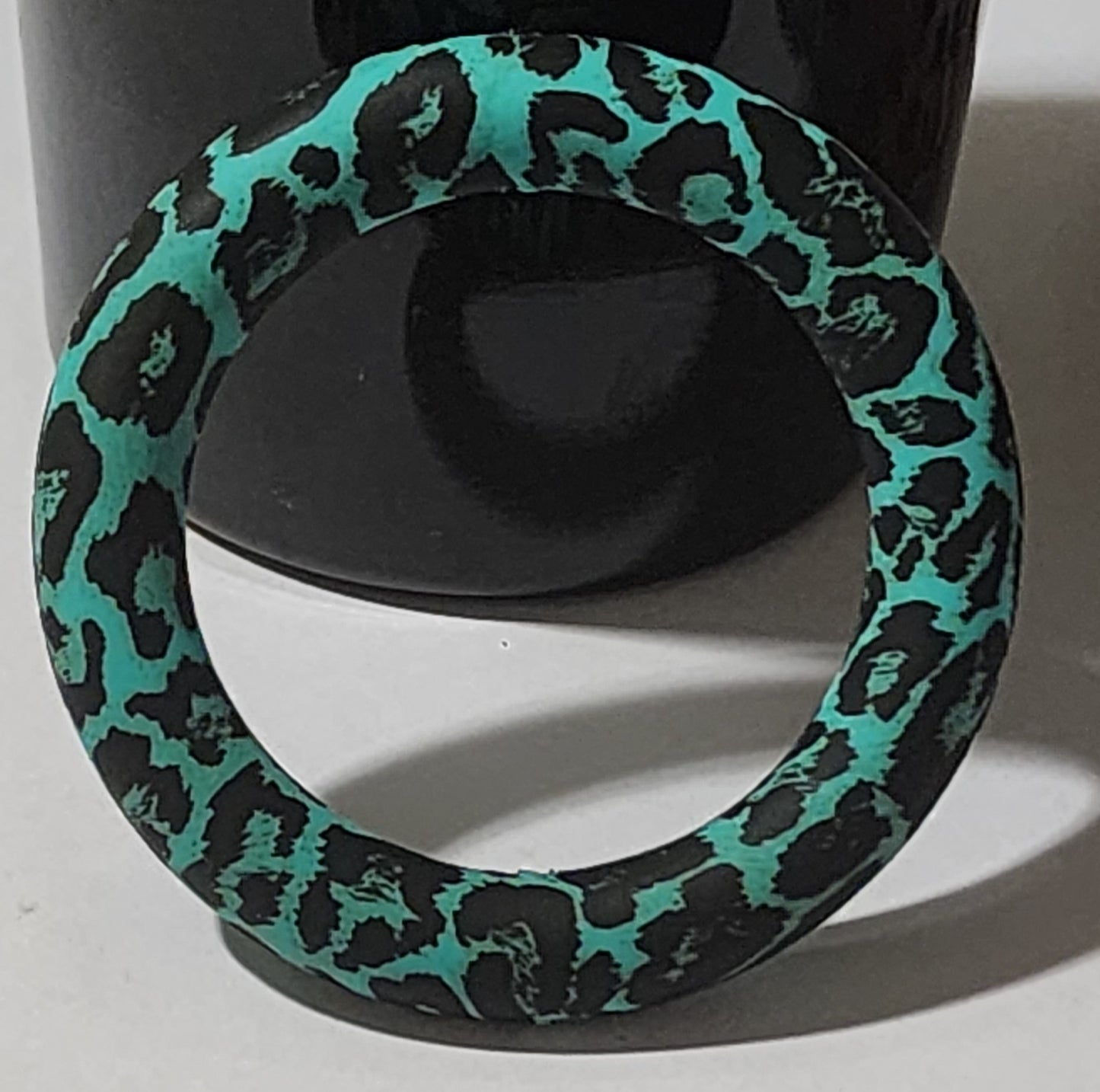 Teal cheetah Silicone ring