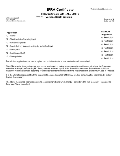 Versace bright crystals type fragrance oil