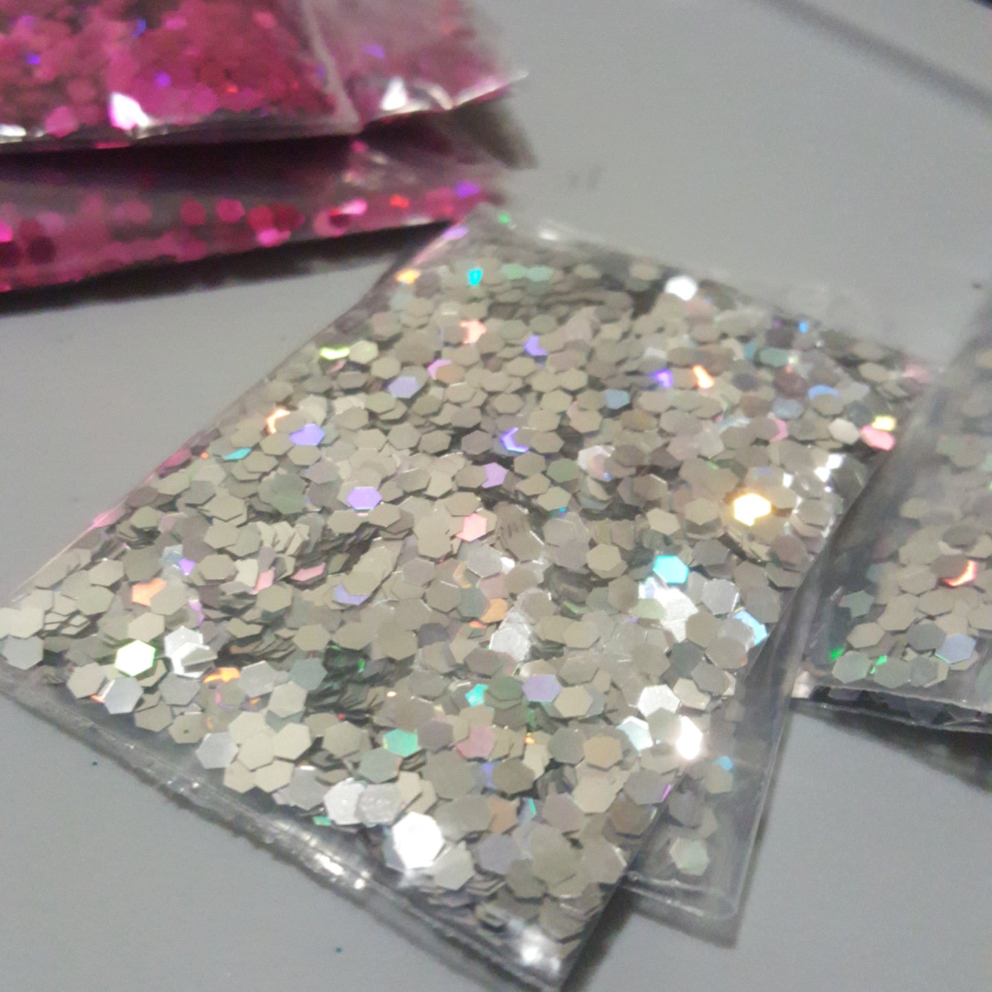 Silver holographic  chunky glitter