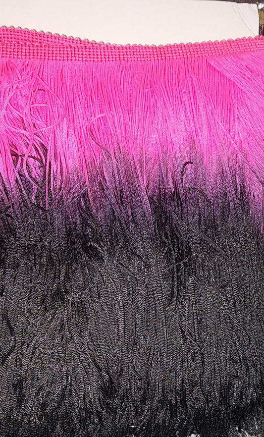 Neon pink and black ombre fringe