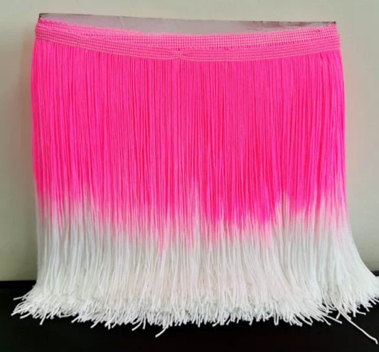 Pink and white ombre fringe