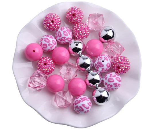 20 mm bubble gum beads pink mix ( 10)