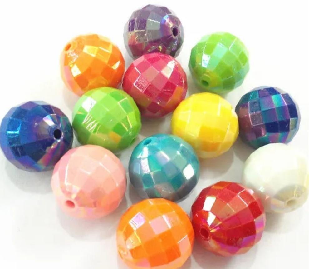 Disco ball  mix 20 mm bubble gum beads ( 10)